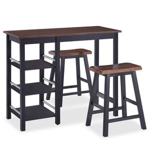 vidaXL Bar Set 3 Piece Black Table and Stools Living Room Furniture Pub