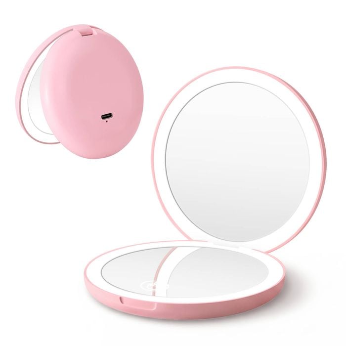 Embellir LED Compact Mirror Round Pink