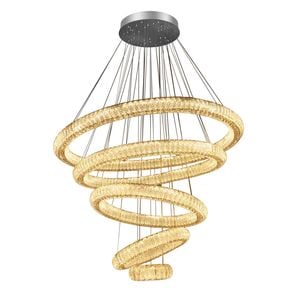 Eli & Co. Lighting Miralia 5-Ring Dimmable Crystal Chandelier - Silver Finish
