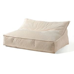 Cadence & Co. Wilde Ribbed Luxe Fleece Double Sofa Bean Bag Lounge Cover Vanilla Cream