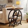 OAKORY 3-Tier End Table with Rustic Brown Engineered Wood and Black Metal Frame