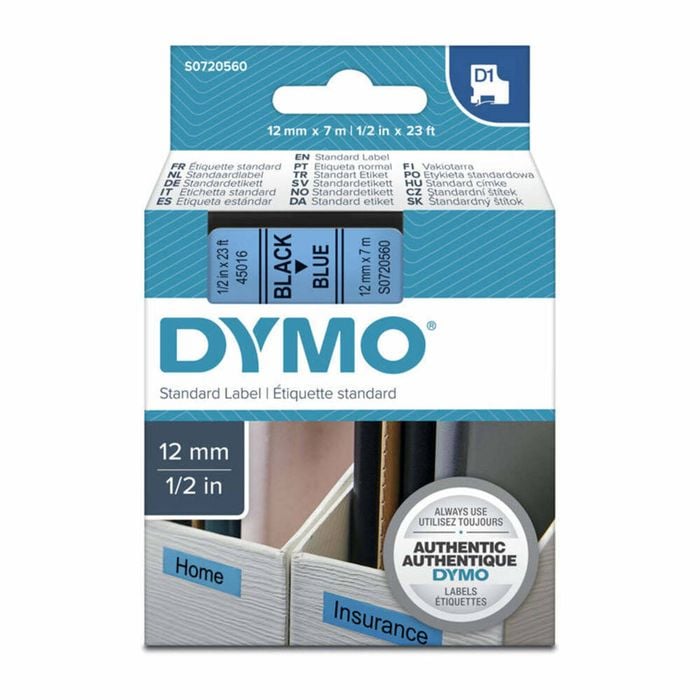 Dymo Black On Blue 12mmx7m Tape