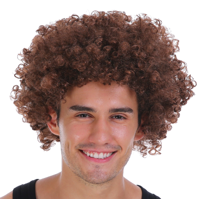 s DELUXE AFRO WIG Curly Hair Costume Party Fancy Disco 70s 80s Dress Up Brown