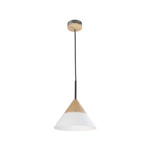 CLA Lighting FINN Blonde Wood & Opal Glass Pendant Light - SML CONE