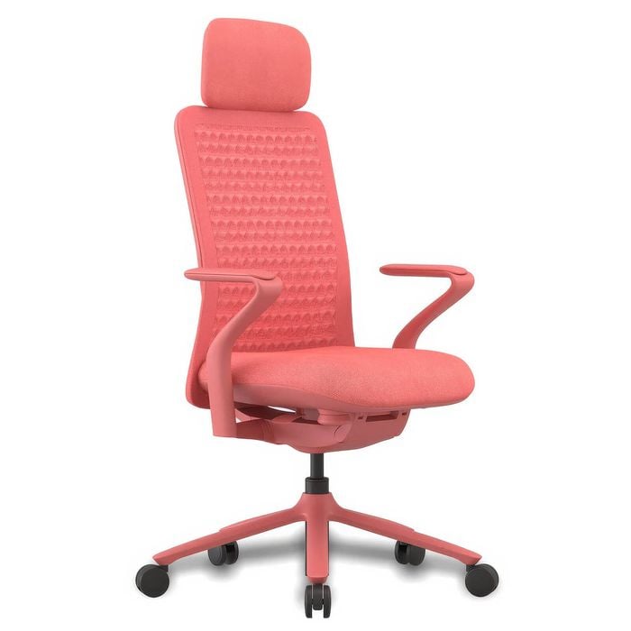 Desky Pro Ergonomic Mesh Chair - Coral / Headrest