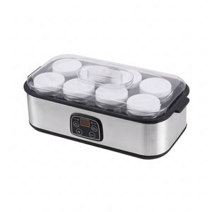 Devanti Yoghurt Maker Machine with 8x180ml Glass Cups Temp Control Black
