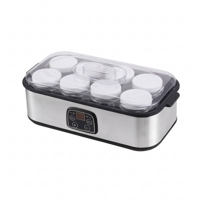 Devanti Yoghurt Maker Machine with 8x180ml Glass Cups Temp Control Black