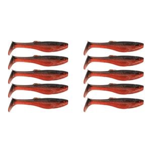 2x 5PK 4In Rapala Crush City Heavy Hitter Plastic Paddle Tail Lures - Red Dog