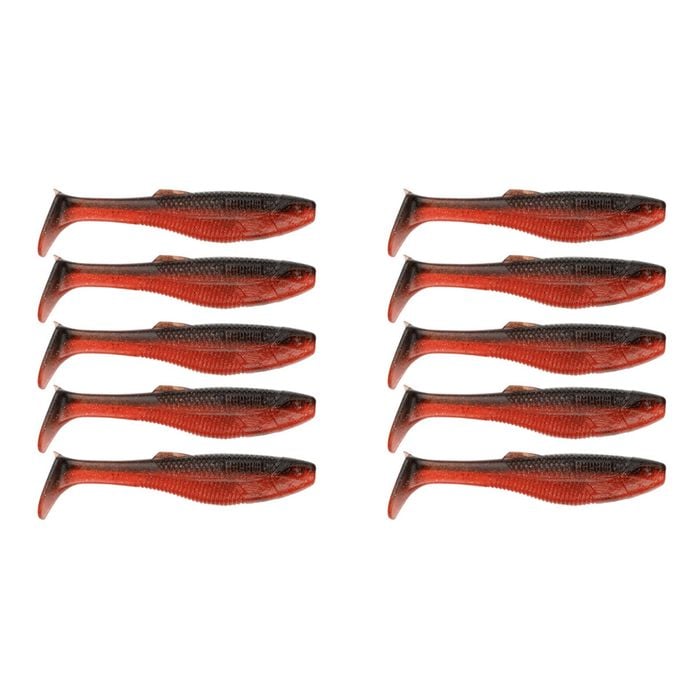 2x 5PK 4In Rapala Crush City Heavy Hitter Plastic Paddle Tail Lures - Red Dog