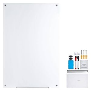 VEVOR Magnetic Glass Whiteboard White with Marker Tray an Eraser