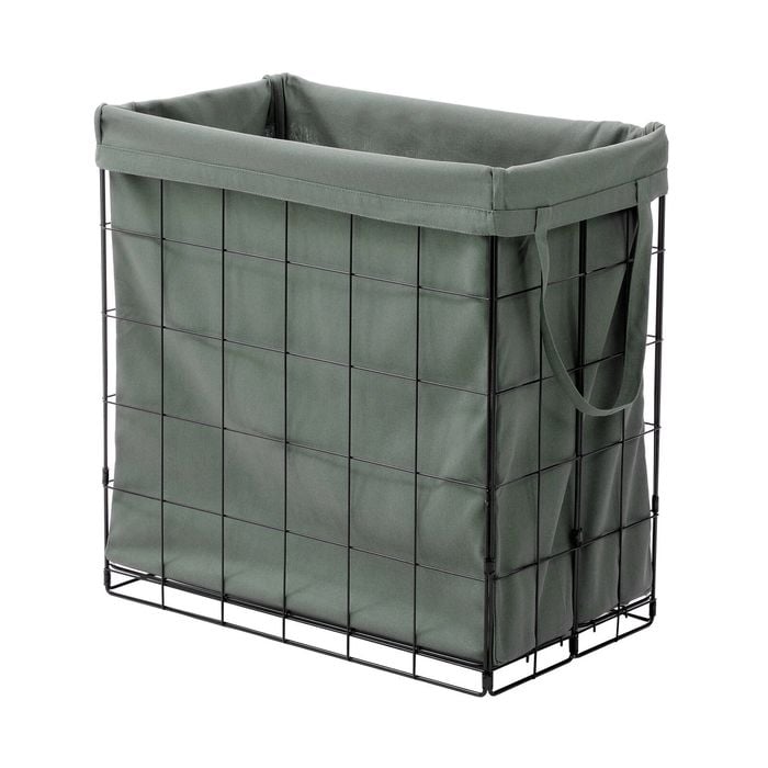 Boxsweden 58 x 33 x 58cm Olive Wire Foldaway Laundry Hamper