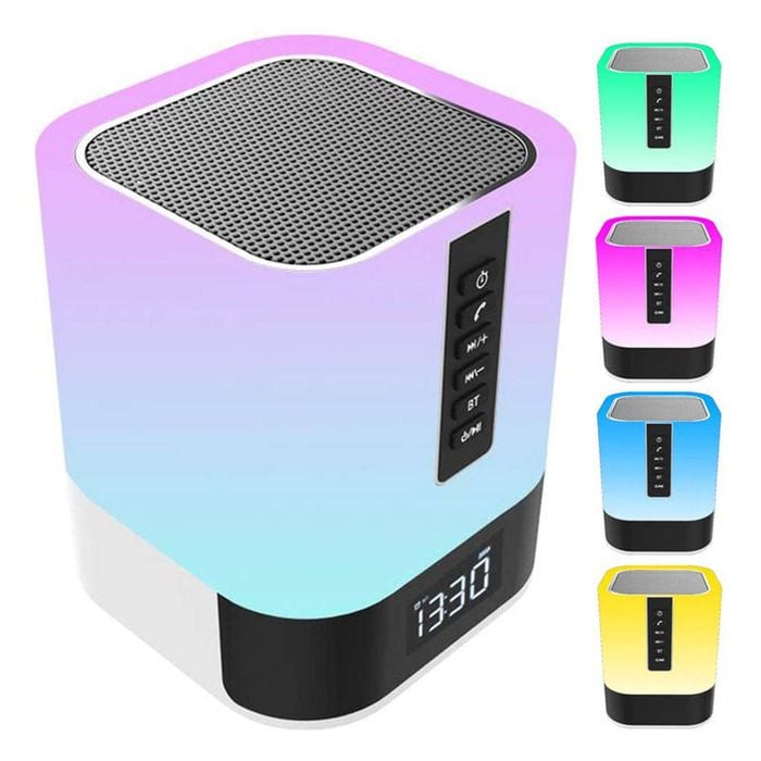Catzon Bluetooth Speaker With 48 Color Changing Night Light And Alarm Clock