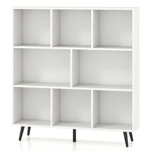 Costway 3-tier Bookcase 8 Cube Bookshelf W/metal Legs White
