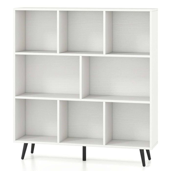Costway 3-tier Bookcase 8 Cube Bookshelf W/metal Legs White