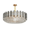 P&P Gold And Grey Smoky Crystal Chandelier With 3-Color LED And Adjustable Height