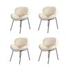 Oikiture 4PCS Armchair Dining Chair Accent Chairs Tub Armchairs Sherpa White