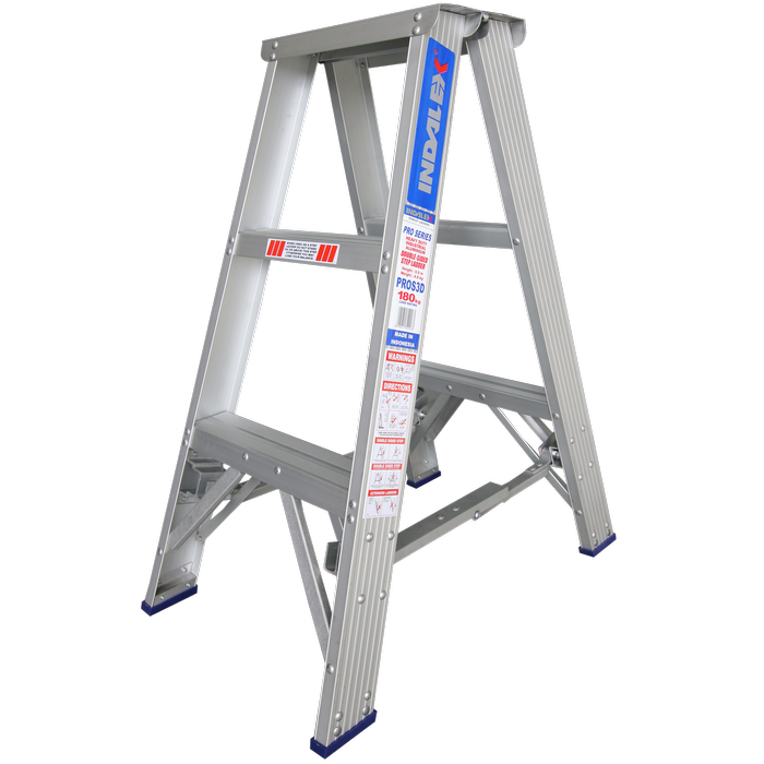 Indalex 0.9m 180KG Pro Series Industrial Aluminium Double Sided Step Ladder