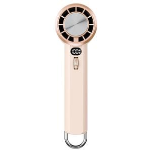 Catzon Portable Handheld Fan with Ice Porcelain Cooling Pad 1-100 Adjustable Speed-Beige
