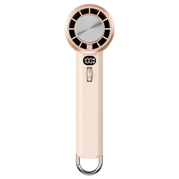 Catzon Portable Handheld Fan with Ice Porcelain Cooling Pad 1-100 Adjustable Speed-Beige