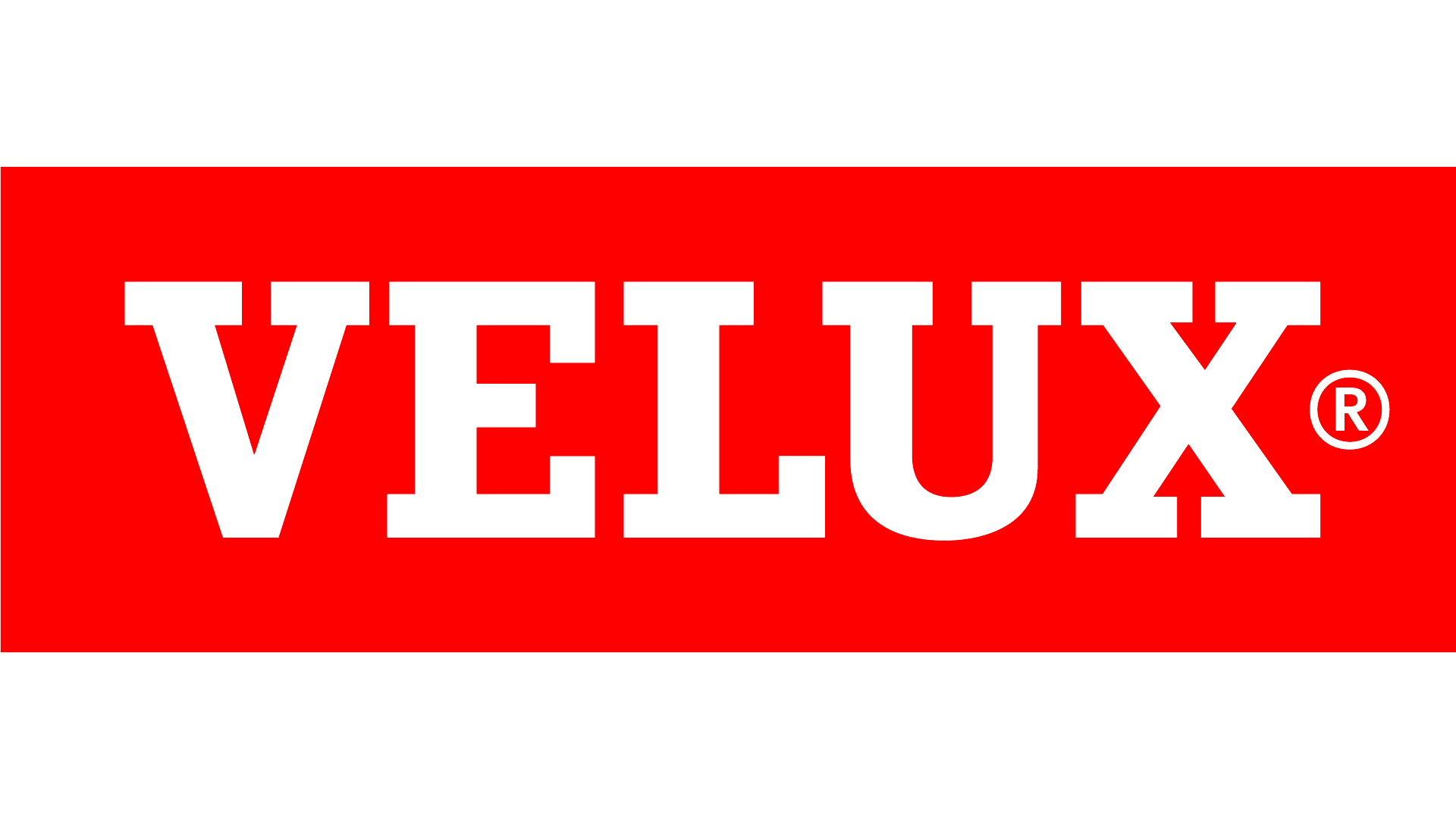 Velux logo in red background 