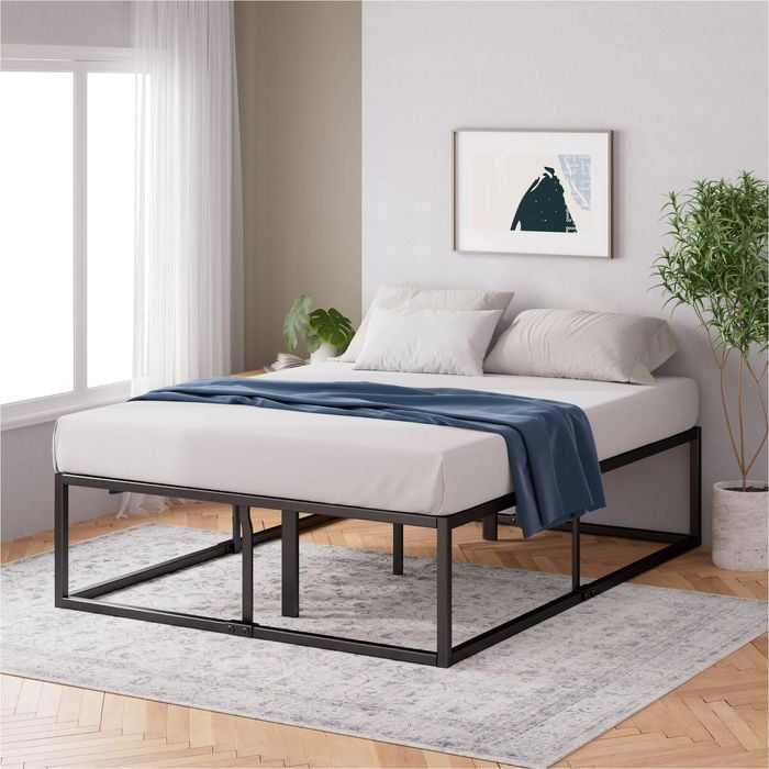 Zinus Double Joseph Bed Frame Metal Bed Platform Base - 45cm High Black