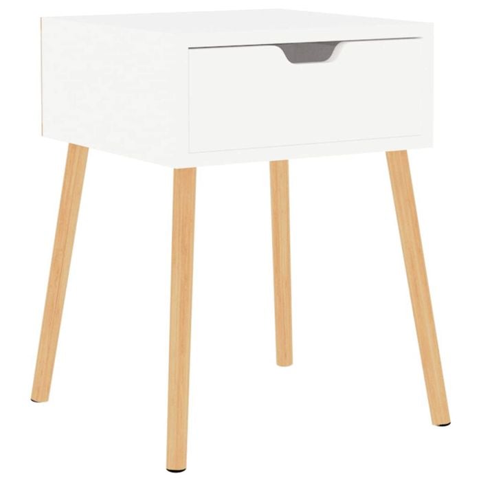 vidaXL Bedside Cabinet High Gloss White Nightstand Organiser