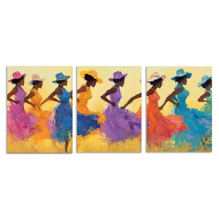 3pcs The Women Are Dancing Colorful Print 100% Australian Made 3 x 40x60cm (Metal Print)