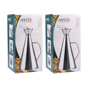 2pk Appetito Durable Stainless Steel Oil Can W/ Vented Spout 500ml