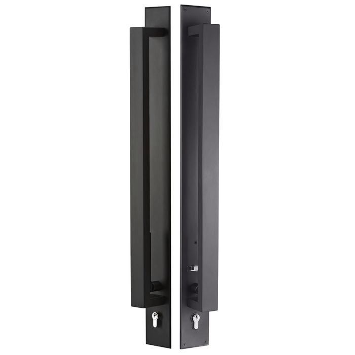 Gainsborough Matt Black Back To Back Trilock Omni Double Cylinder Entrance Set