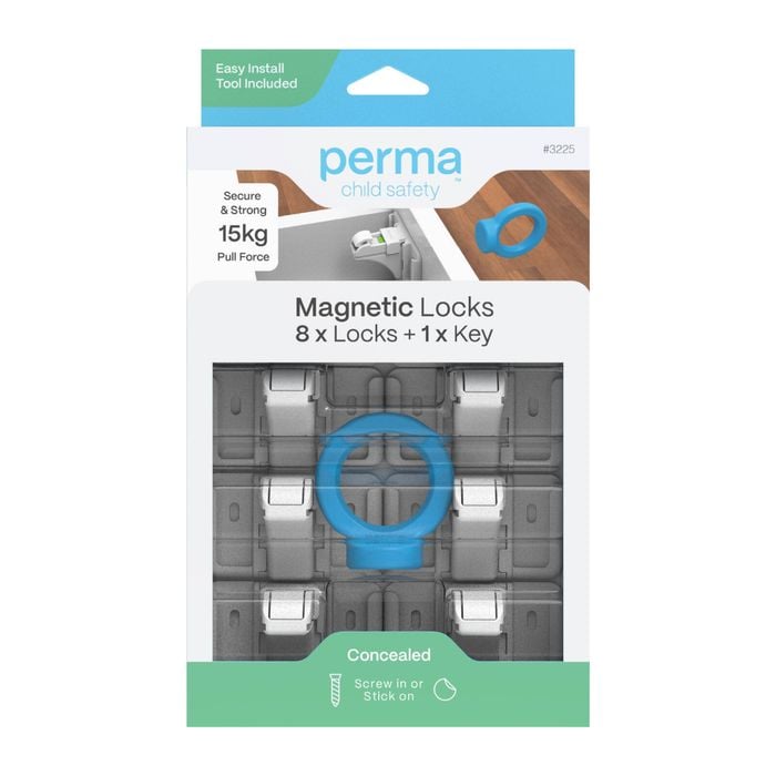 Perma Child Safety Magnetic Locks & Key - 8 Pack