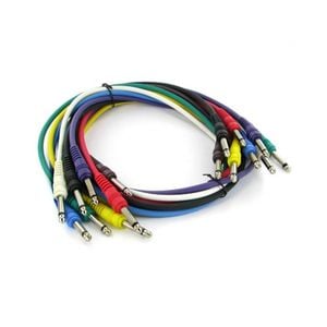 8 Pack 10m 6.35mm 1/4 inch Mono Unbalanced Patch Cables Leads Multicoloured