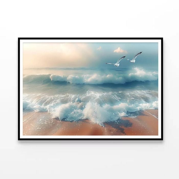 Birds Flying Over a Beach   Print 100% Australian Made 120x90cm  (Poster)