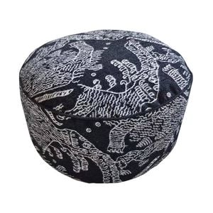 SOGA 50x30CM Black Round Soft Pouffe Seat Cushion Elegant Home Accent DÃ©cor Stylish Footstool