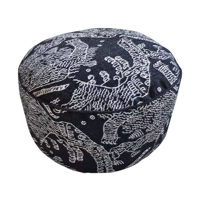 SOGA 50x30CM Black Round Soft Pouffe Seat Cushion Elegant Home Accent DÃ©cor Stylish Footstool