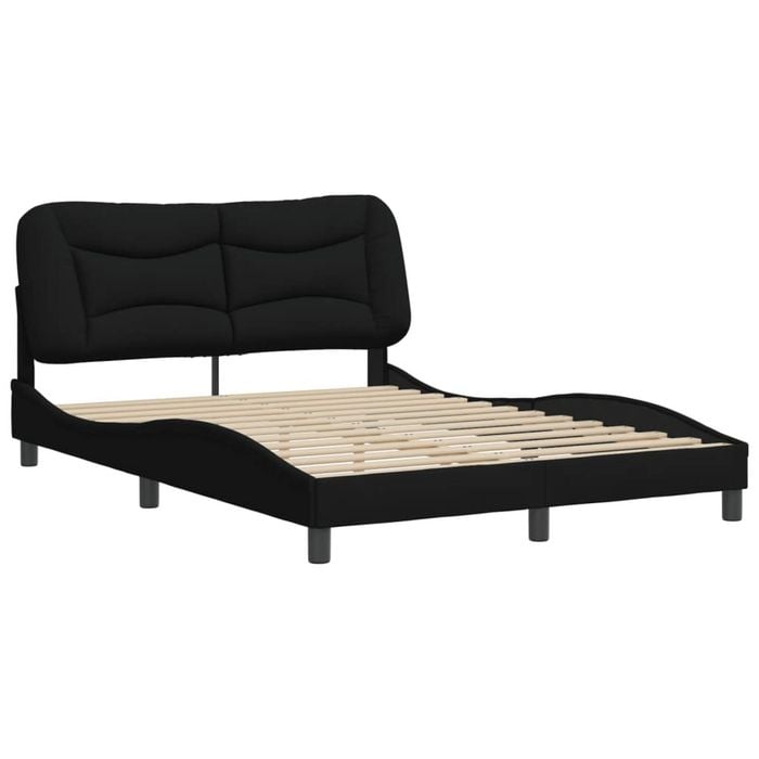 vidaXL Bed Frame without Mattress Black 137x187 cm Double Fabric