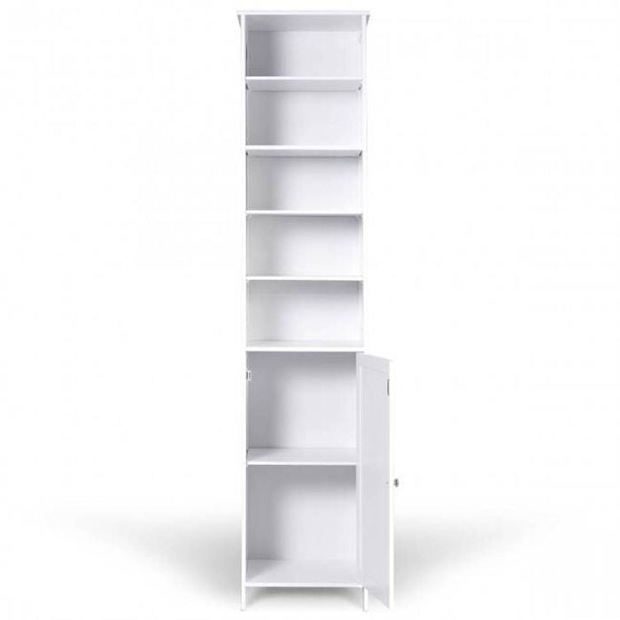 Costway Slim Storage Cabinet Laundry Cupboard Display Shelf Tallboy White