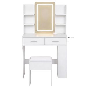 Artiss Dressing Table Led Vanity Desk Set Stool White
