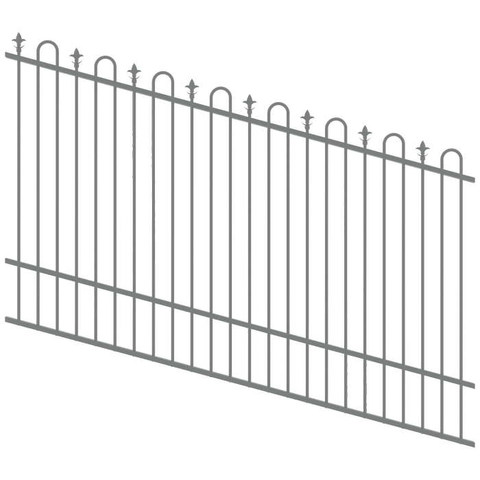 ProtectorAl 1201 - 2400 x 1500mm Palladium Silver Raked Up to 15º Loop And Spear Top Pool Fence Panel