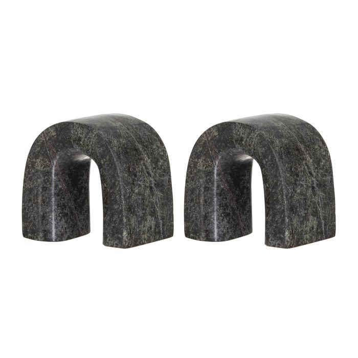 Amalfi Boyd Stone Book Ends 2pcs Set Grey & Green 11.5x7.6x11.5cm