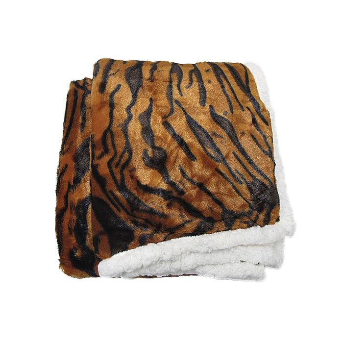 Luxury Faux Fur Reversible Throw Rug - Tiger 127 x 152 cm