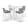 Outdoor Hugo Ceramic Square Aluminium Bar Table with 4 Hugo Rope Bar Stools