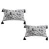 SOGA 2 Pack Black White Floral Tassel Lumbar Pillow 35cm