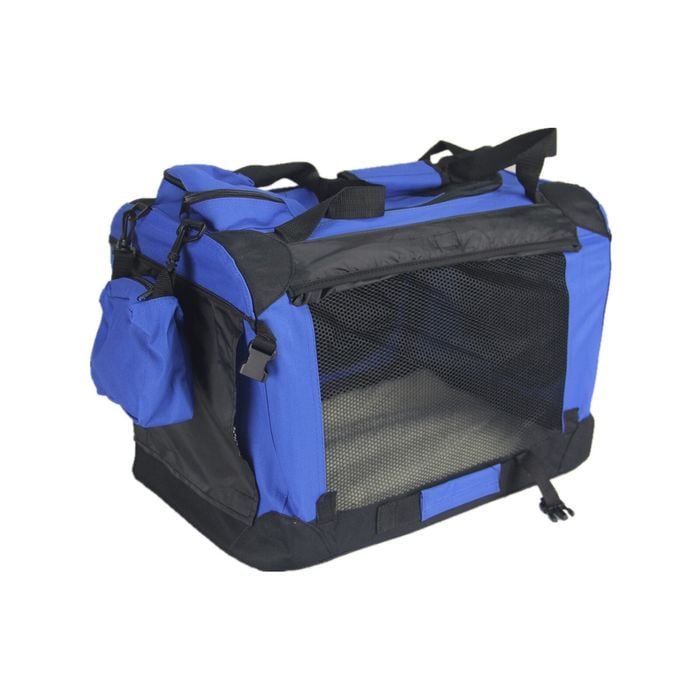 Yes4pets Xxl Foldable Soft Dog Cat Puppy Crate Carrier With Curtain-blue