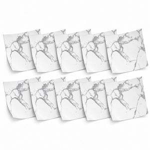 SOGA Peel & Stick Floor and Wall Tiles 60 x 60cm 10 Pack White Grey Faux Marble