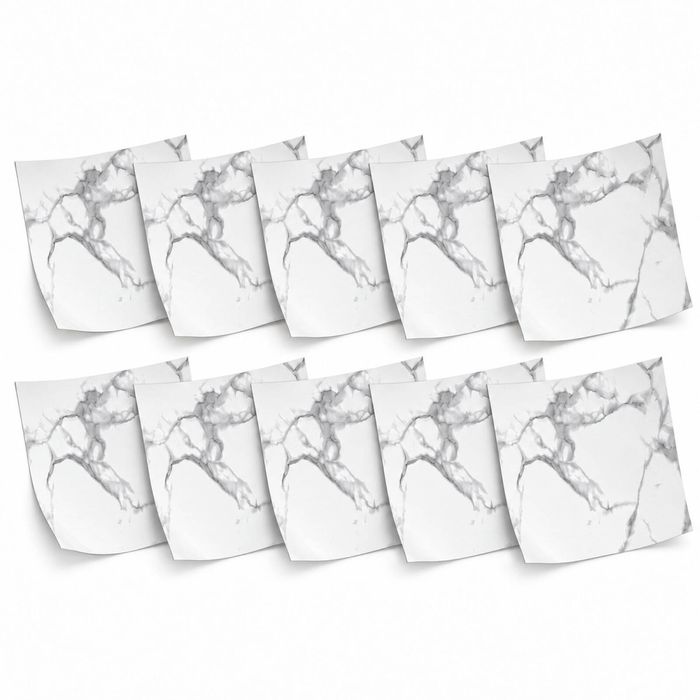 SOGA Peel & Stick Floor and Wall Tiles 60 x 60cm 10 Pack White Grey Faux Marble