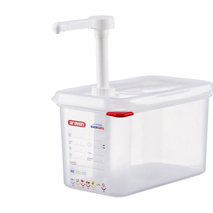 Araven Sauce Dispenser With Pump 30ml 1/4gn 4.3l Polypropylene Commercial Kitchen Storage