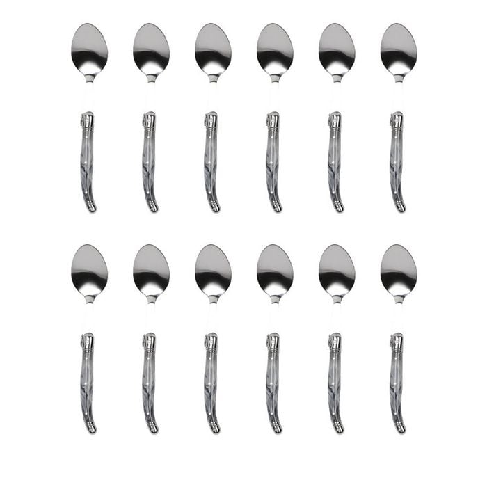 12pc Laguiole Etiquette Stainless Steel Tablespoon Set 22.5cm Marble Grey