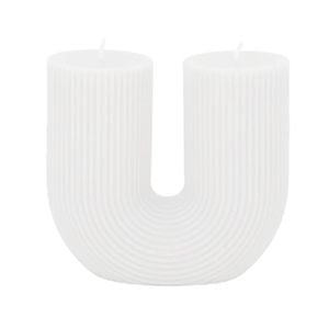 Assemble U Shaped Ribbed Candle White