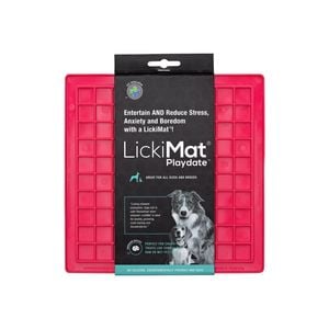 LickiMat Classic Playdate Boredom Buster Dogs & Cats Slow Feeder Mat Pink