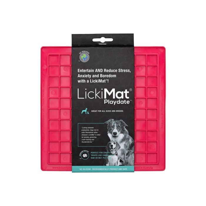 LickiMat Classic Playdate Boredom Buster Dogs & Cats Slow Feeder Mat Pink